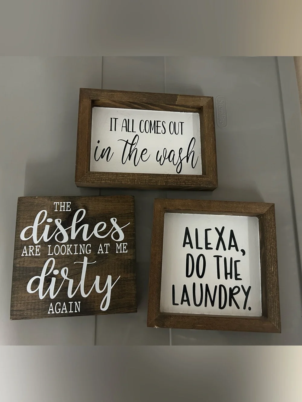 Rustic Brown Framed Laundry Wall Sign Set - Brown